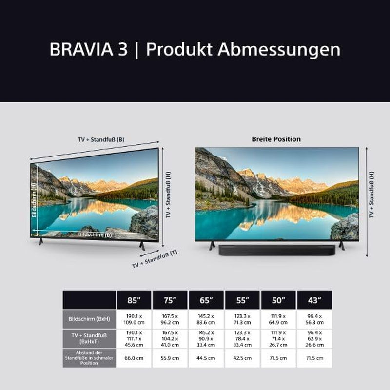 Sony BRAVIA 3 - Direct LED 50 Zoll Fernseher (K50S32), X-Balanced Speaker, Dolby Vision/Atmos, IMAX Enhanced, Google TV (2025), Google Cast, Apple Airplay 2, Eco Dashboard 2, Game Menu 2, Smart TV