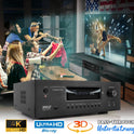 Pyle Amplifier, 5.2 Kanal Bluetooth Verstärker, 1000W AV Receiver Mit 2 UHF Kabellosen Mikrofonen, 4K UHD TV HDM/USB/MP3 Unterstützung, Heimkino & Karaoke Sound System