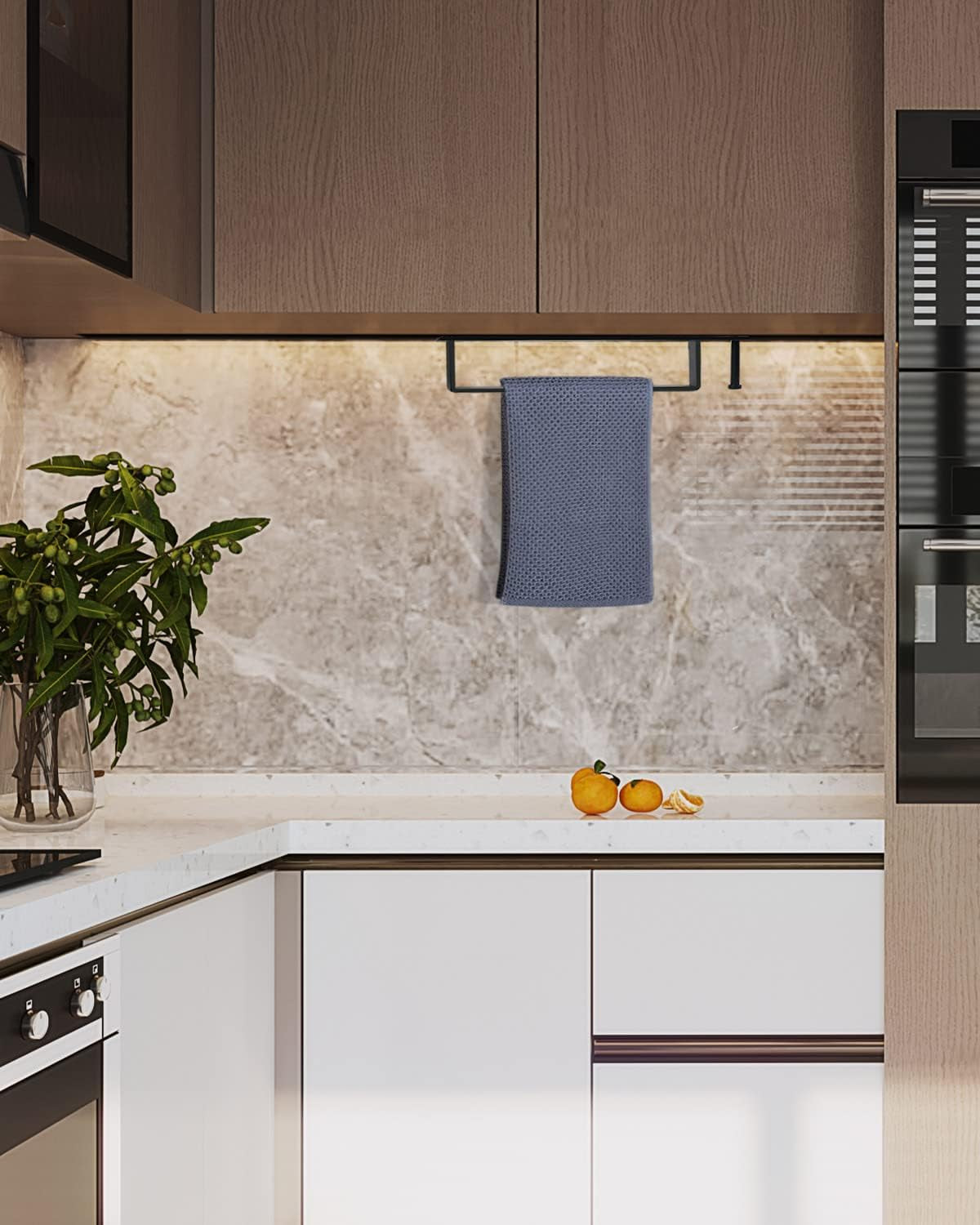 LIVEHITOP 2PCS Handtuchhalter Ohne Bohren, Selbstklebend Handtuchstange Schwarz Edelstahl 43.5CM Gästehandtuchhalter Badetuchhalter Kleber Mit Haken Für Badezimmer