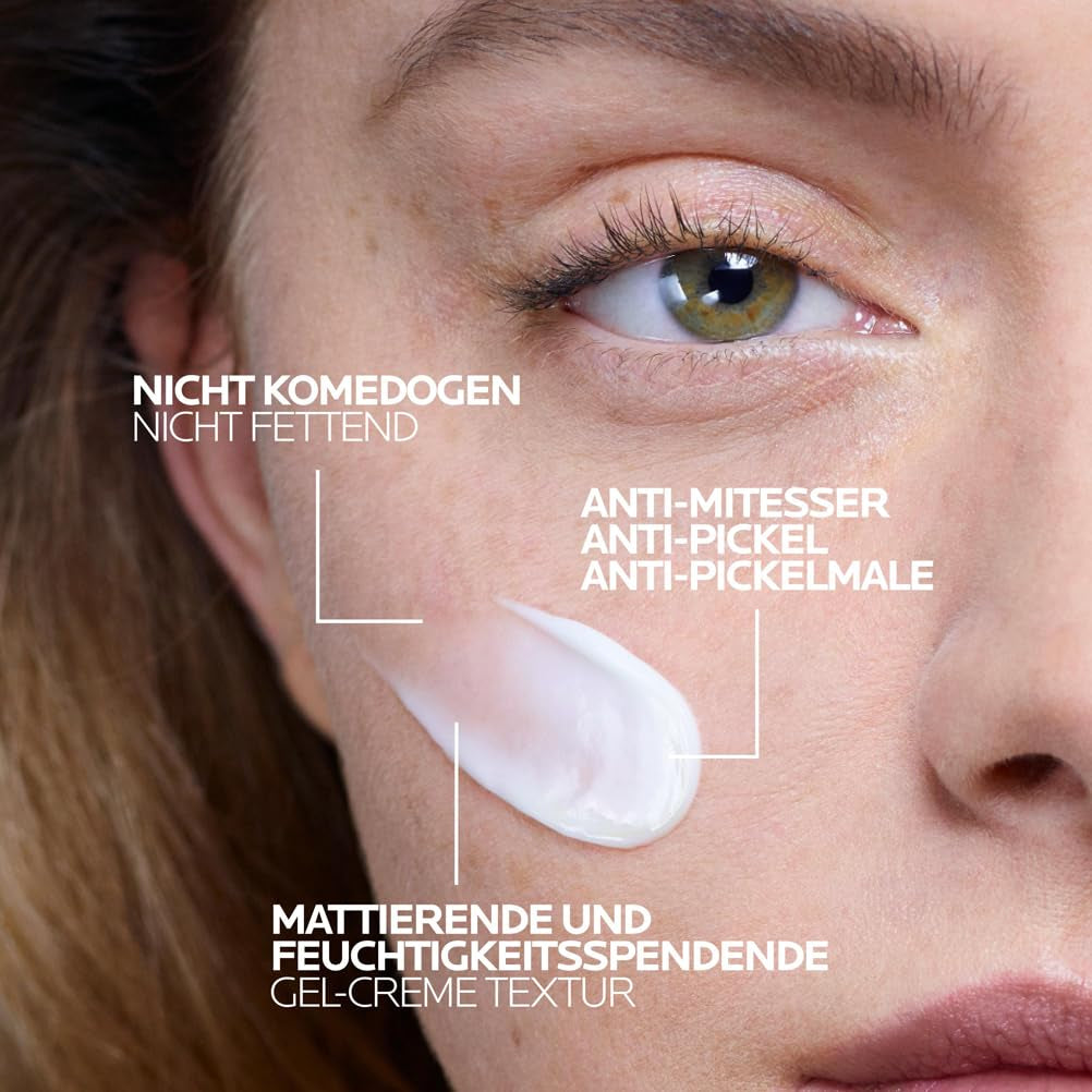 La Roche Posay Anti-Akne Gesichtscreme, Dreifach Tiefenwirksame Pflege Gegen Pickel, Mitesser Und Unreinheiten, Mit Anti-Rückfall-Effekt, Mit Niacinamid, Phylobioma Und Procerad, Effaclar Duo+M, 40 Ml