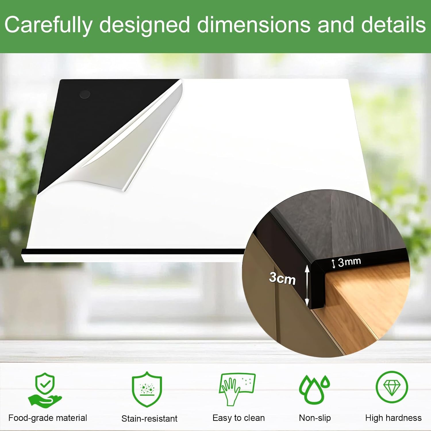 Schneidebrett Acryl, Arbeitsplatte Küche 40X30Cm, Schneidebretter, Küchenarbeitsplatte Arbeitsplattenschoner Mit Anschlagkante, Durchsichtige Und Anti-Rutsch Frühstücksbrettchen, Küchenutensilien