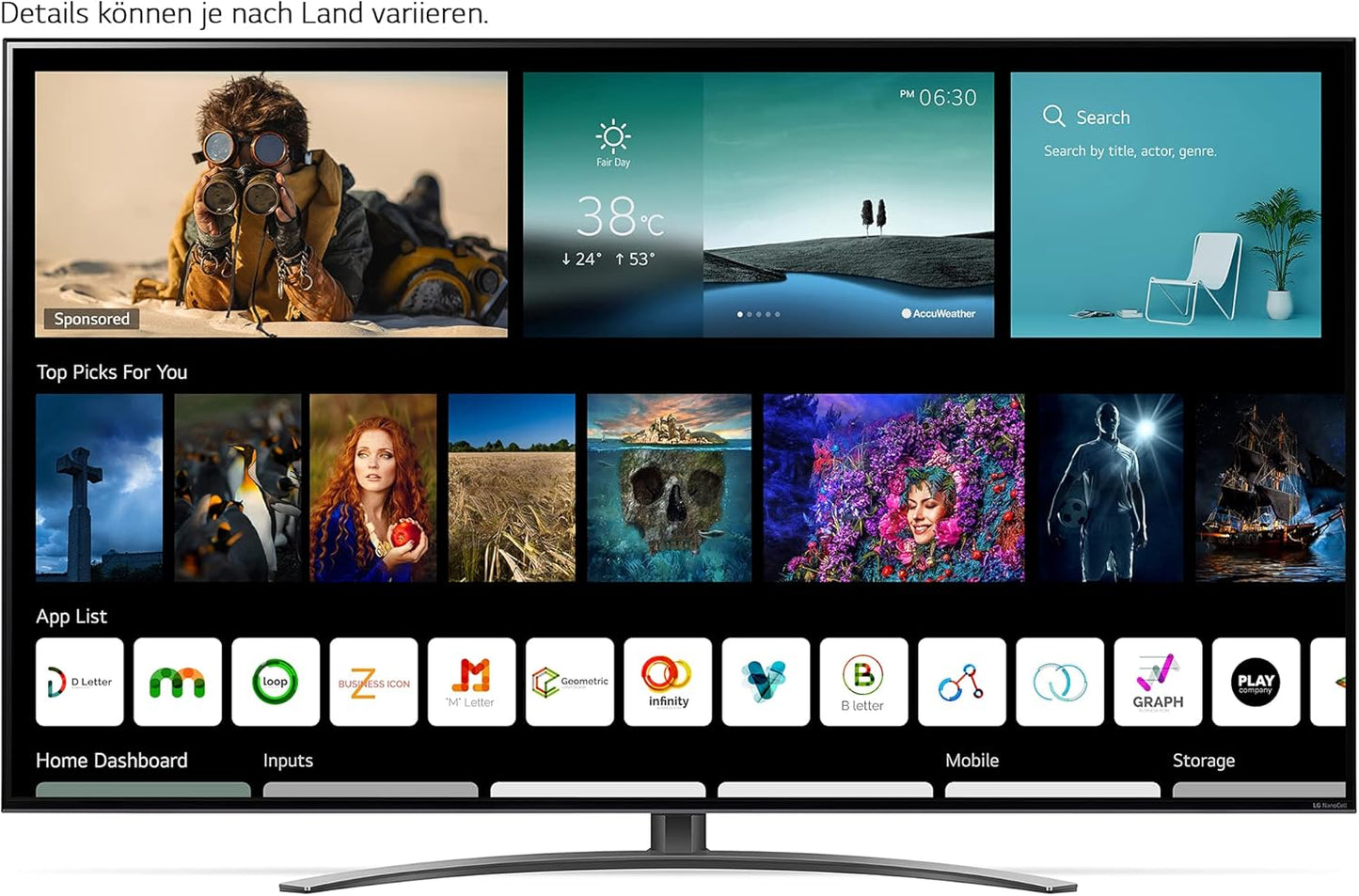 LG Electronics 55NANO759PR TV 139 Cm (55 Zoll) 4K Nanocell Fernseher (Active HDR, 60 Hz, Smart TV) [Modelljahr 2021], Schwarz