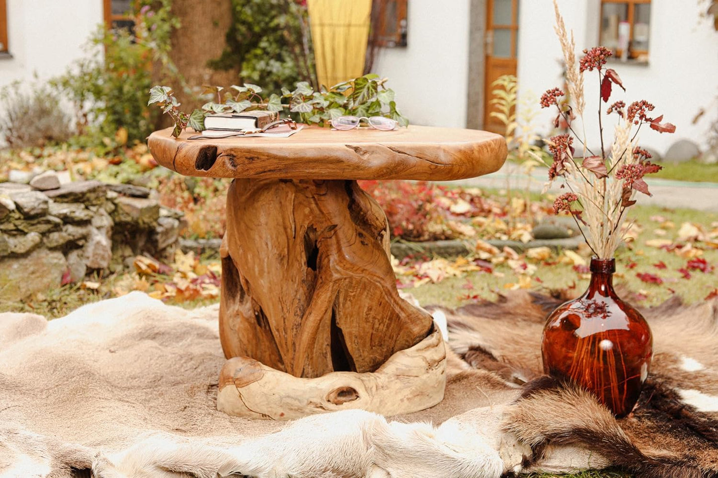 Windalf Beistelltisch ANCALAGON 66 Cm Kleiner Nachttisch Handarbeit Wurzelholz