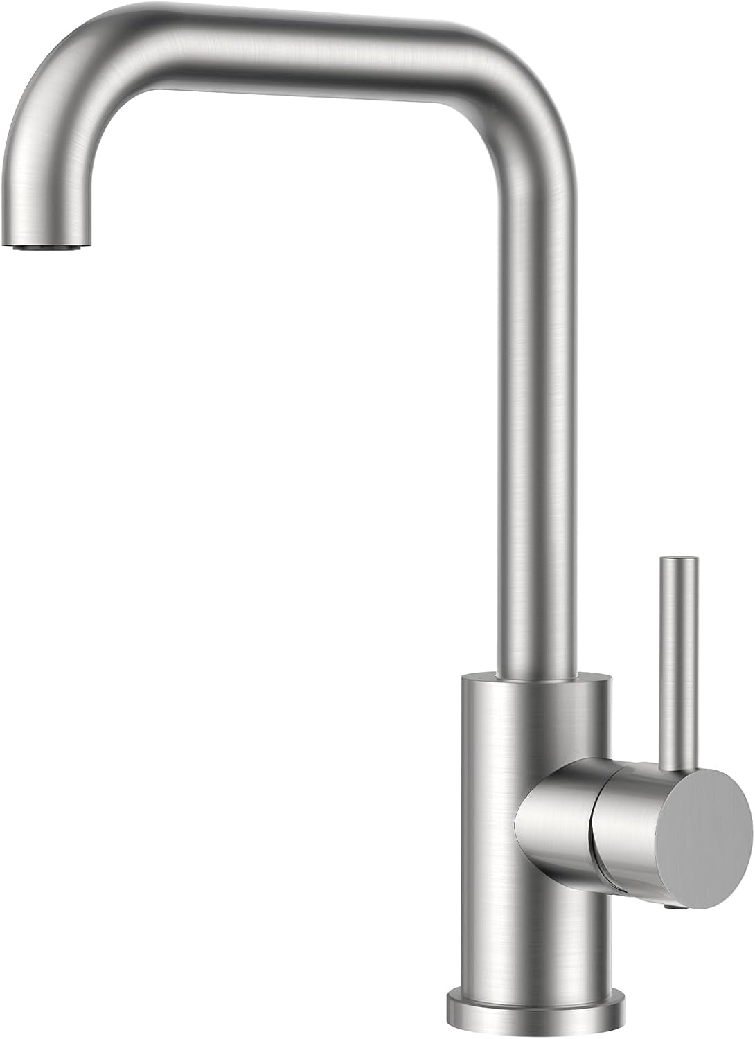 FORIOUS Wasserhahn Küche, Küchenarmatur Mit 360°Drehbar, L Förmige Mischbatterie Küche Spülenarmatur Mit Einhebel Für 1 Loch, Geeignet Für Den Einsatz in Familienküchen, Wohnmobilen, Edelstahl