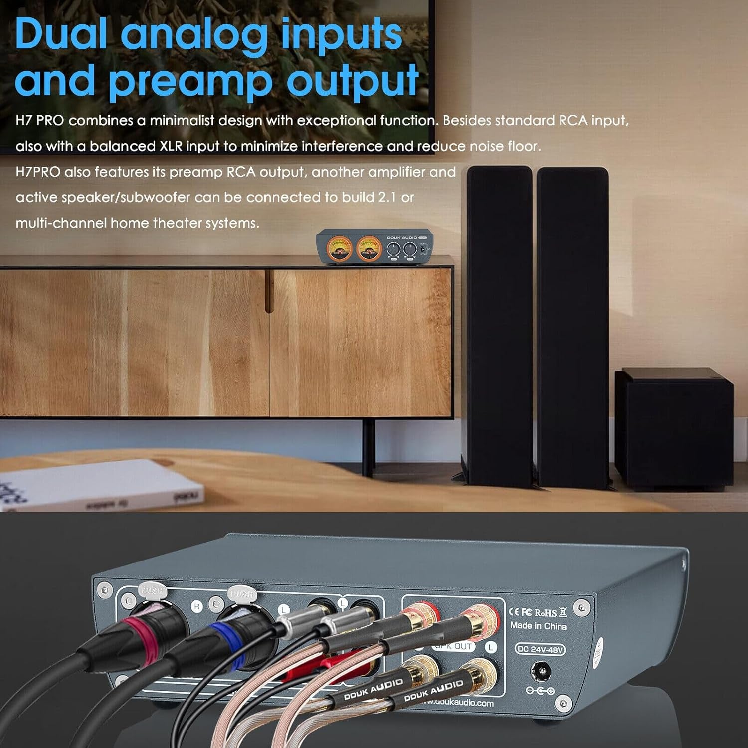 Douk Audio H7PRO TPA3255 Digitaler Hifi Verstärker Mit Vu-Meter 300W Home Stereo Amplifier
