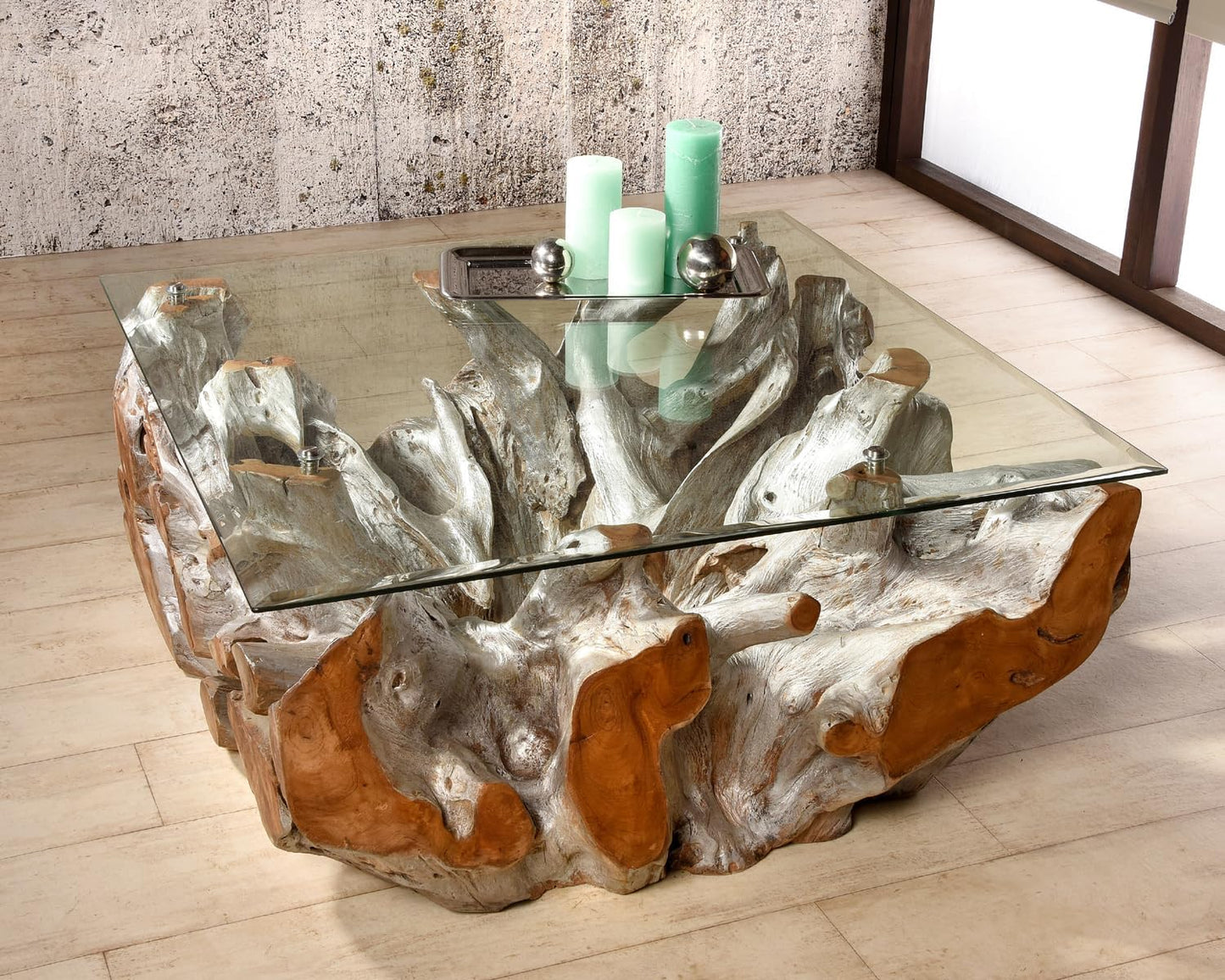 Sofatisch 100X100 Cm Aus Wurzelholz Couchtisch Wohnzimmertisch Holz Schwemmholz Recycling