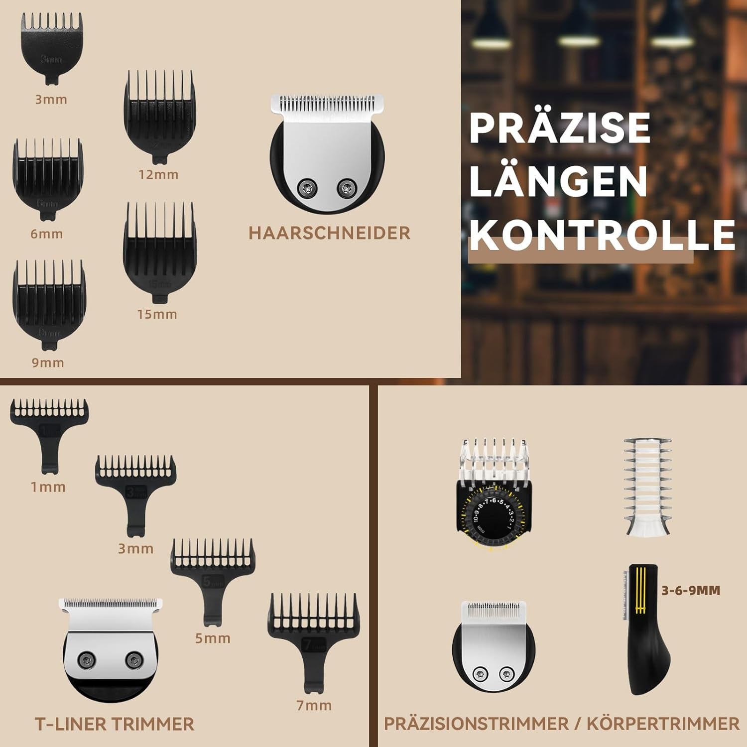 Haarschneidemaschine Profi Barttrimmer Haartrimmer Herren, 7 in 1 Bartschneider Haarschneider Rasierer Herren Elektrisch, Langhaarschneider Trimmer, Geburtstagsgeschenk Für Männer