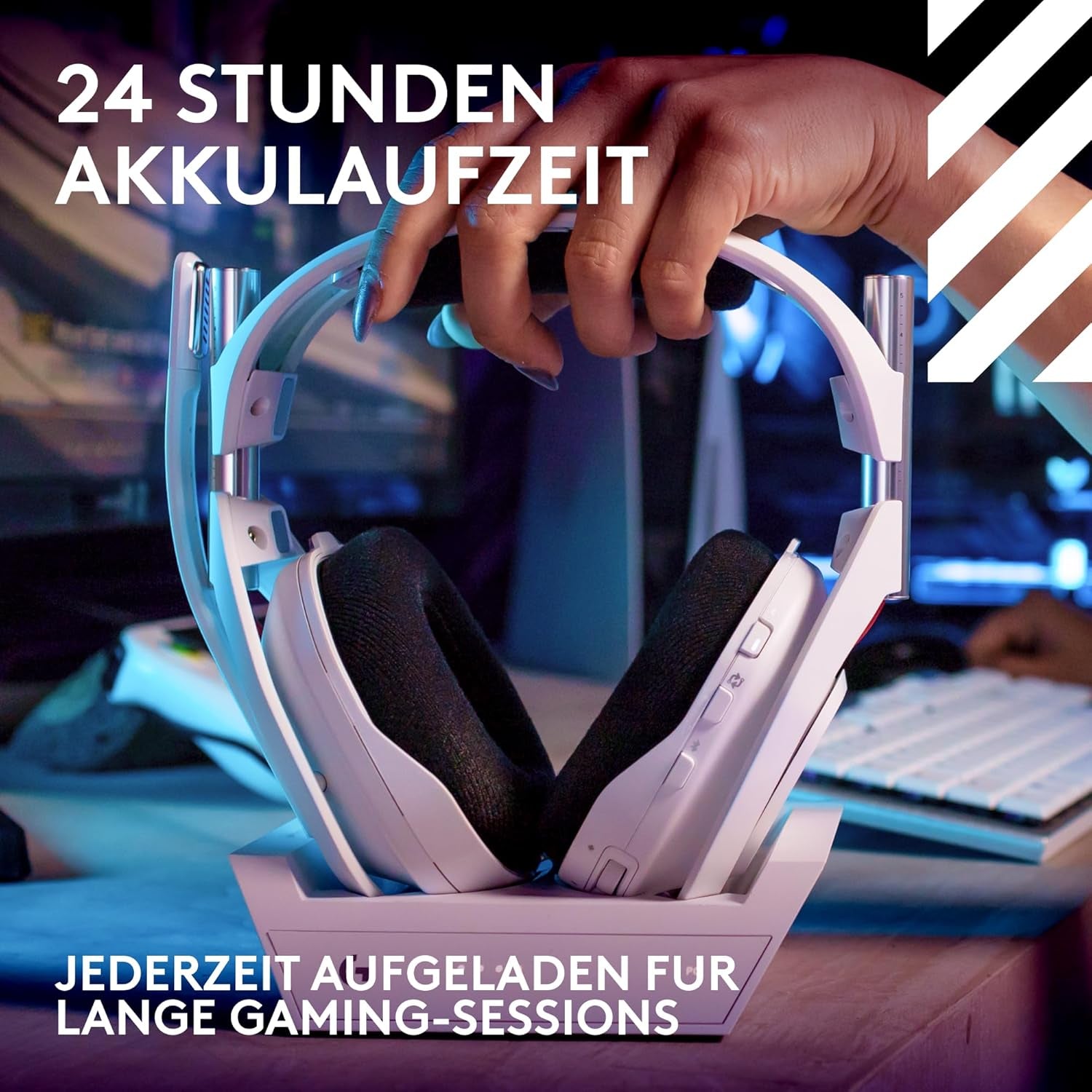 Logitech G Astro A50 LIGHTSPEED Kabellose Gaming-Headset + Basisstation (Gen 5), PRO-G GRAPHENE, 3-System-Umschaltung, USB-C Für Xbox, PS5, Pc/Mac Oder Nintendo Switch & Switch 2, Bluetooth - Weiß