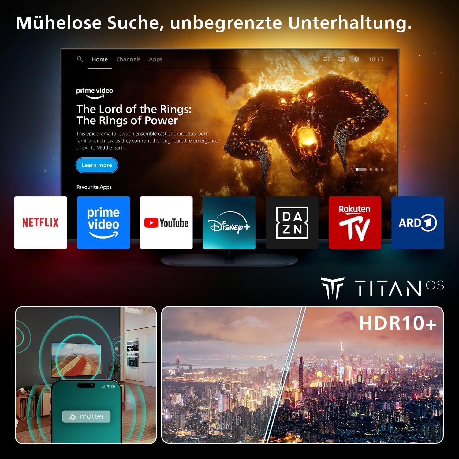 Philips 75PUS7000 4K LED Smart TV - 75 Zoll Display Mit Pixel Precise Ultra HD, Titan OS Plattform Und Dolby Atmos Sound - Funktioniert Mit Alexa Und Google Sprachassistent