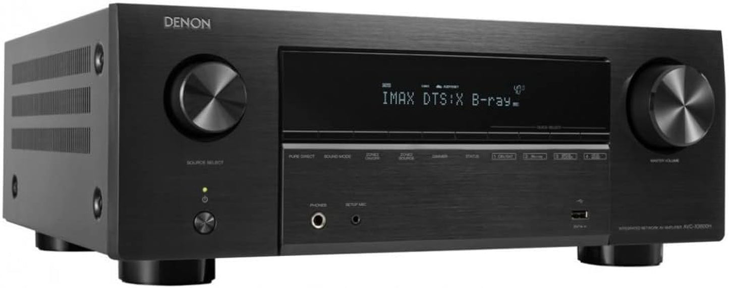 Denon AVC-X3800H 9.4-Kanal Av-Receiver, Verstärker Mit Auro-3D, Dolby Atmos, DTS:X, 6 "8K-Eingänge Und 3 Ausgängen, Bluetooth, Airplay 2, Heos-Multiroom, Alexa Kompatibel, Schwarz