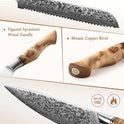 HEZHEN Damast Messer Set 5PCS, Japanischen Stil Damaskus Stahl Küchenmesser Santoku, Brot Universalmesser Schälmesser, Holzgriff
