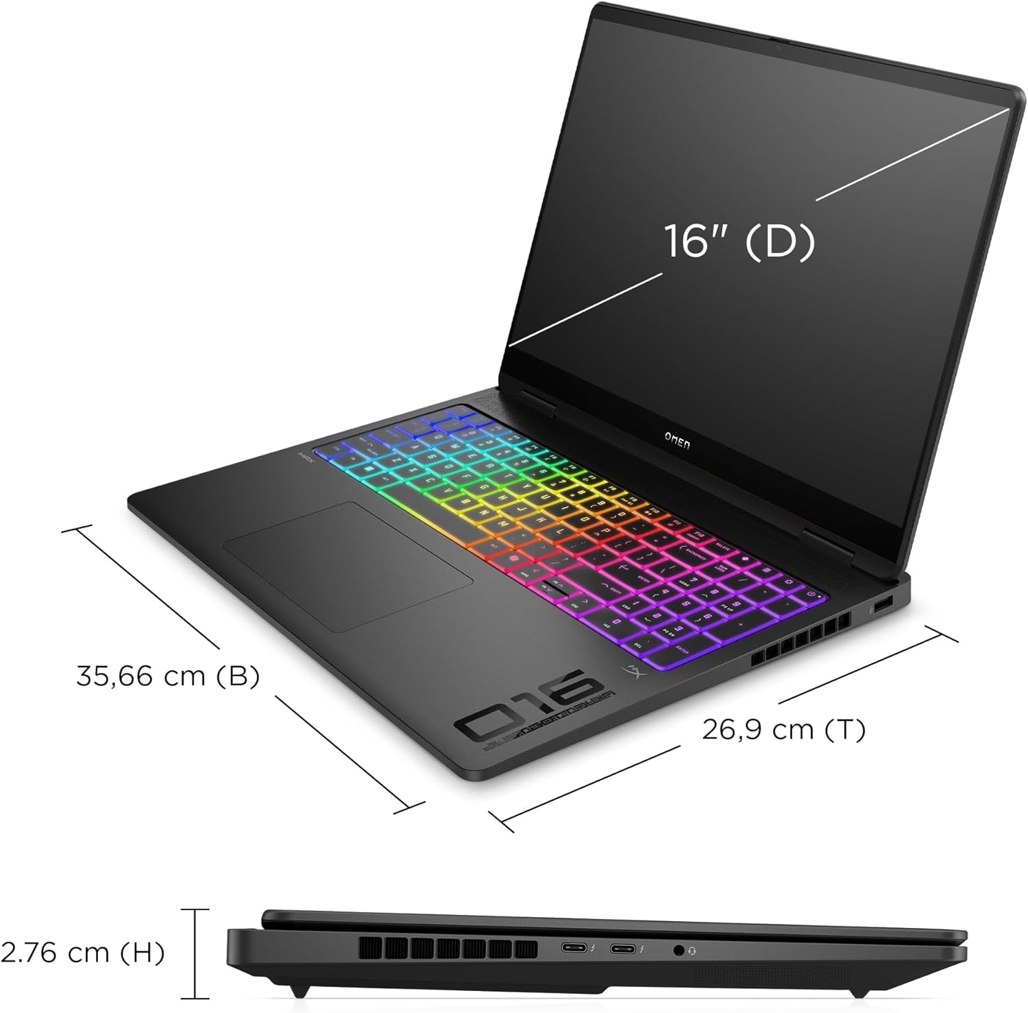 Omen MAX Gaming Laptop, 16 Zoll WQXGA Display 240Hz, AMD Ryzen AI 7 350 (8C) 50 NPU Tops - Bis Zu 5.0 Ghz, NVIDIA Geforce RTX 5070 Ti 12GB VRAM, 32 GB RAM, 1 TB SSD, Win 11, QWERTZ, RGB Light, Schwarz