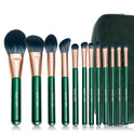 Naturfaser Und Ziegenhaar Make-Up Pinsel Set Professionell - Kombinierte Haar Kosmetikpinsel Mit Handtasche, Grün - Natürliche Pinsel - Moyu