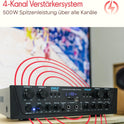 Pyle Bluetooth Stereo Verstärker 500 W – 4-Kanal Mini Receiver Mit USB, AUX, Fm-Radio, Subwoofer RCA & Mikrofoneingang Mit Echo Kabelloses Streaming, Für Heimkino, Studio & Pa-Anlage