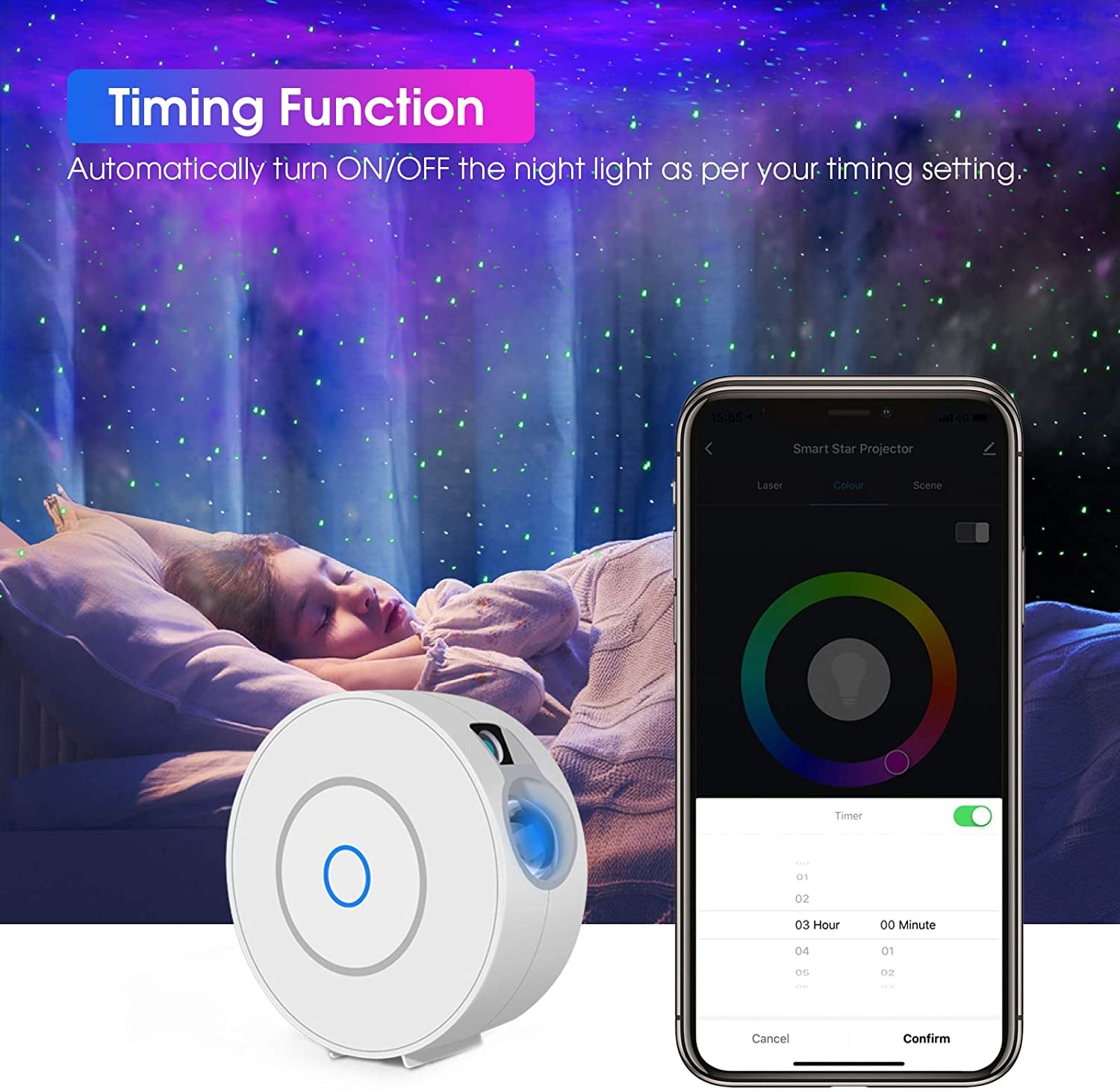 PANAMALAR Smart Sternenhimmel Projektor, WLAN LED Projektor Galaxy Sternenlicht Kinder Mit Sprachsteuerung Von Alexa/Timer,Nachtlicht Geschenk Für Kinder Party Weihnachten (Sk20-White)