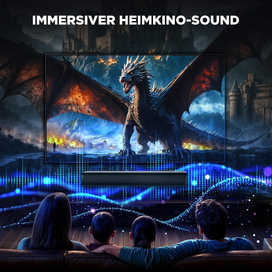 Soundbar for TV, 56W Speakers with Bluetooth 5.3/Arc/Optical/Aux Inputs – Wall Mountable Home Theater Surround Sound System Small Sound Bar for Pc/Gaming/Projectors with 3 EQ Modes (Black) 1Pcs