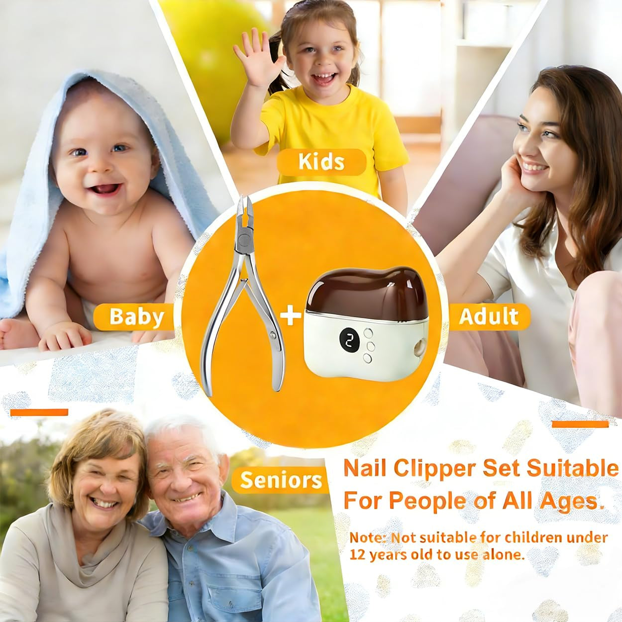 Elektrischer Nagelschleifer +Adlerknipser Set - 3-In-1 Mit Integriertem Purpurlicht, 3 Geschw, Leise - Inkl. Staubauffang, Alloy-Scheiben, Für Maniküre/Pediküre、Dicke、Spröde Nägel & Die Ganze Familie