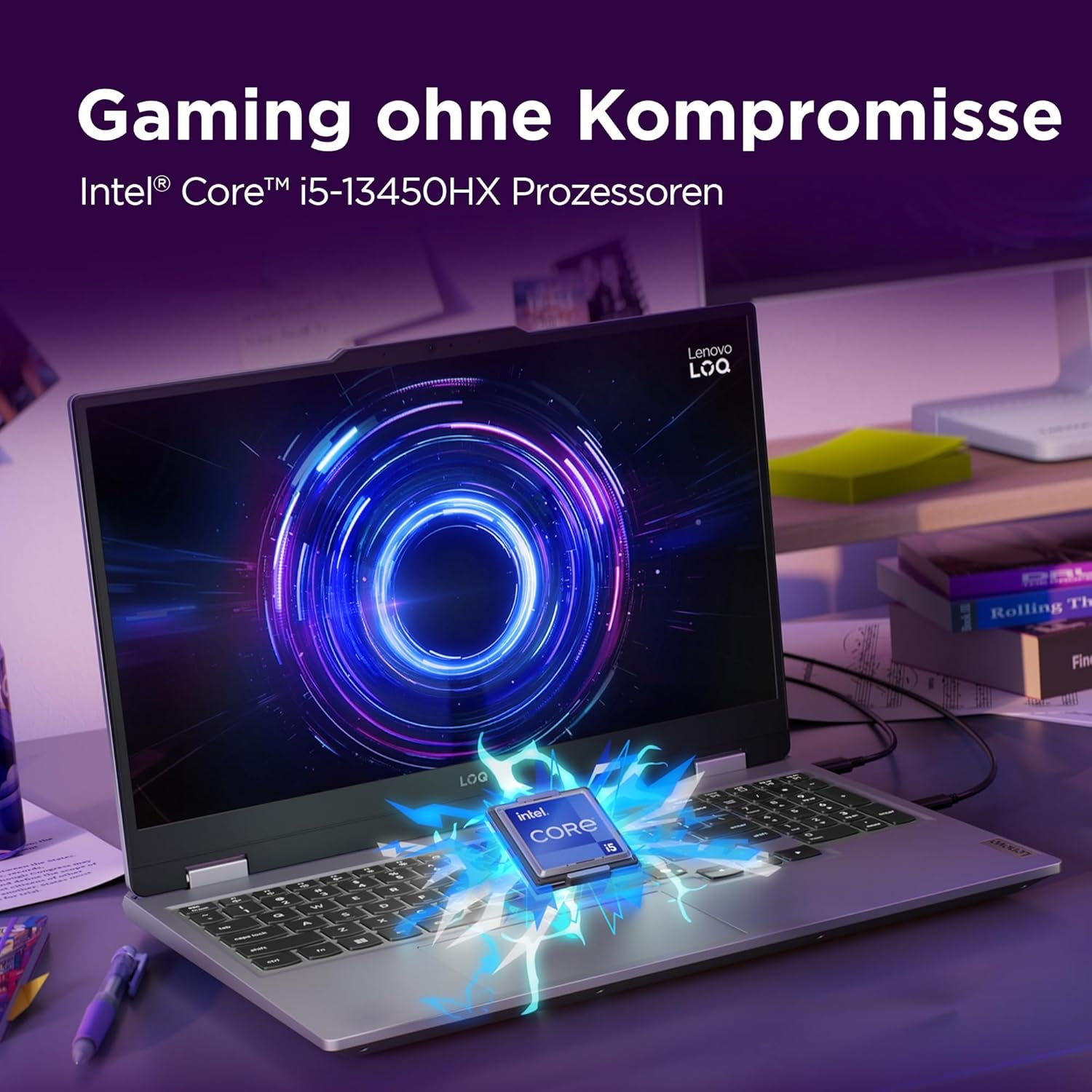 Lenovo LOQ Gaming AI Laptop | 15.6" Full HD 144Hz | NVIDIA Geforce RTX 5060 8GB | Intel Core I5-13450Hx | 16GB RAM | 1TB SSD | Win11 | QWERTZ Weiß Beleuchtet | Grau | 3 Monate Gamepass