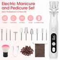 Maniküre/Pedikure Set Elektrisch, Nagelfelile, Nagelfraser Und Hornhautentfemer Mit 10 Aufsatze Zur Nagelpflege, Mit 10 Geschwindigkeiten, LED Licht, Aufbewahrungstasche