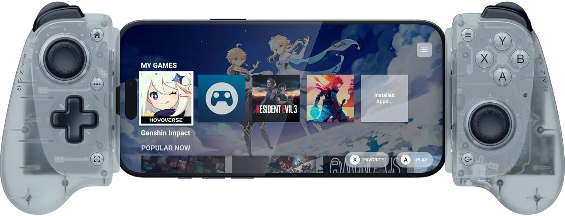 Razer Kishi V3 Phantom White - Fullsize Mobil-Controller Für Iphone & Android Smartphones - USB-C Plug-And-Play - Anti-Drift Analogsticks - 12 Tasten - Sensa HD Haptics | Phantom White Edition