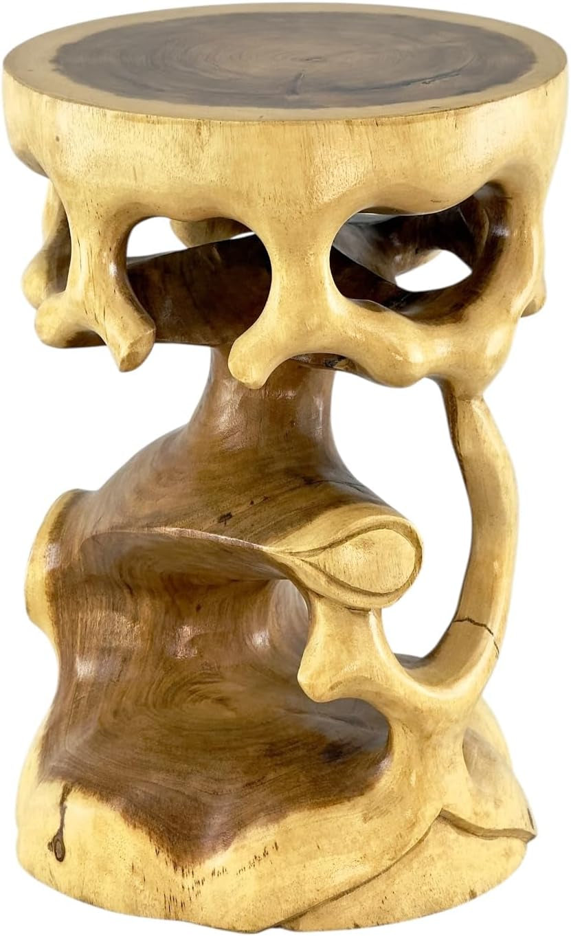 Holzhocker Rund Natur Holz Hocker Möbel Ca. 40 Cm Blumenhocker Massiv Unikat Beistelltisch Ablagetisch