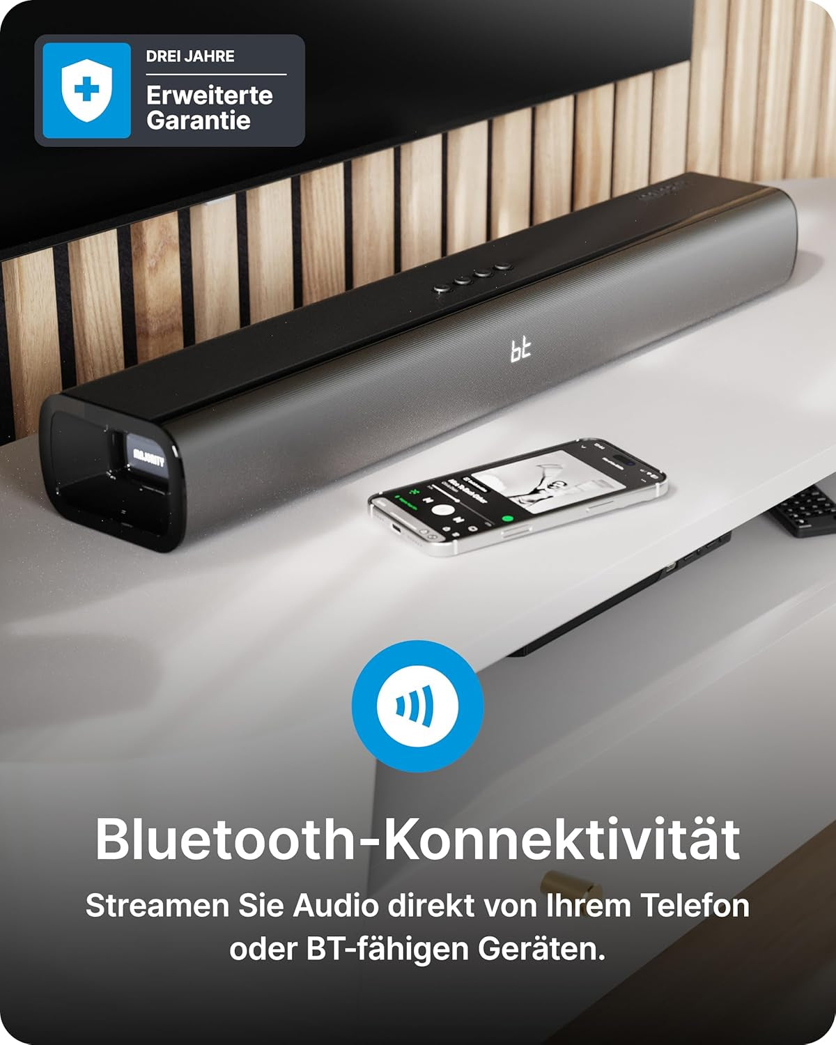 MAJORITY Naga 60 plus Soundbar Für TV Geräte | 300W 2.1 Soundbar Mit Subwoofer | Heimkino Soundsystem HMDI ARC | Sound Bar Bluetooth | Wandmontierbares Sound System | Inklusive Fernbedienung