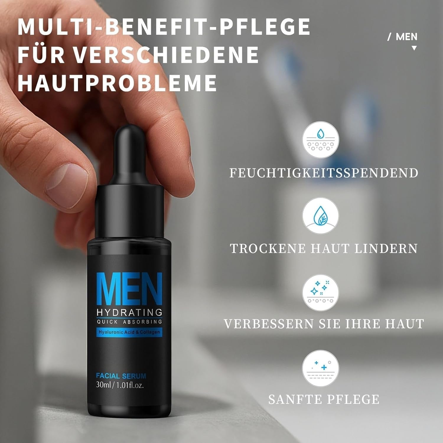 Gesichtspflege Set Männer - Korean Skincare Set Mit Gesichtsreiniger, Serum, Augencreme, Feuchtigkeitscreme - Pflegeset Männer Für Tägliche Routine - Geschenke Für Männer,