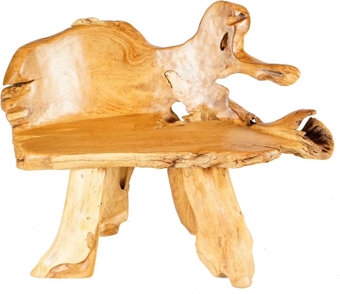 Windalf Rustikale Sitzbank ALVANI 120 Cm Natur Landhaus Küchenbank Handarbeit Wurzelholz