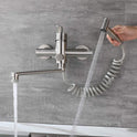Wasserhahn Küche Wandarmatur Für Küche, Mit Spritzpistole Und 2 Wasserstrahlarten, Wasserhahn Wand Schwenkbarem 360°-Auslauf,Einfache Montage Küchenarmatur Wandmontage (Gebürstetes Nickel)