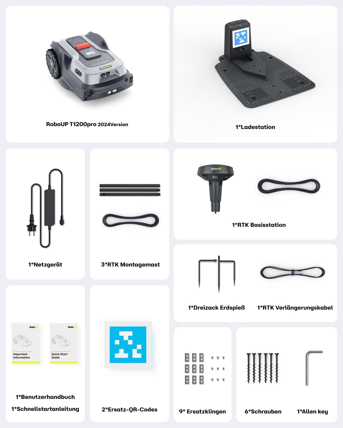 Mähroboter Ohne Begrenzungsdraht T1200Pro, Mit Upgraded RTK, Ki-Echtzeitige Hinderniserkennung, Individuelles Mähen