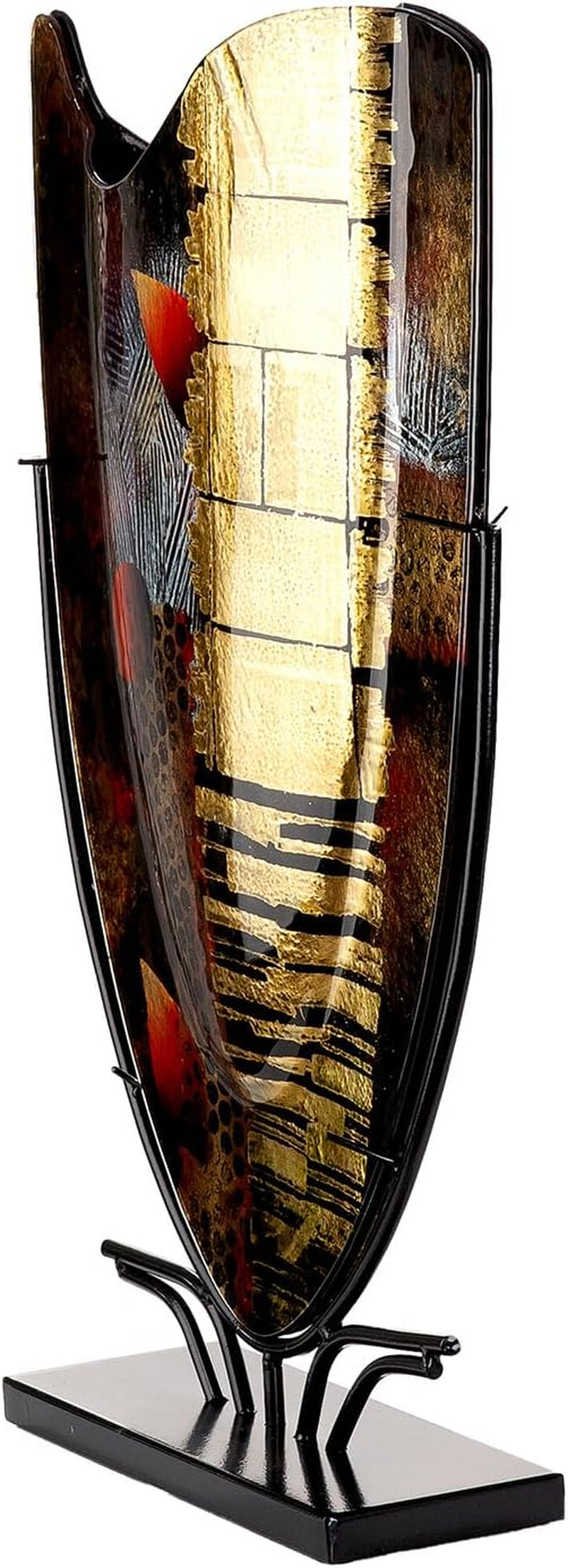 Glas Art Bodenvase Dixion - Glas - Schwarz - Höhe 57Cm X Breite 35Cm - Handbemalt Und Nicht Wasserdicht