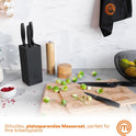 Masterchef Messerblock Mit Messer, Messerset Mit Block, Scharfe Messer Set Mit Küchenmesser, Kochmesser, Brotmesser, Schälmesser & Allzweckmesser, Edelstahlklingen, Softgriff, 6-Teilig, Schwarz