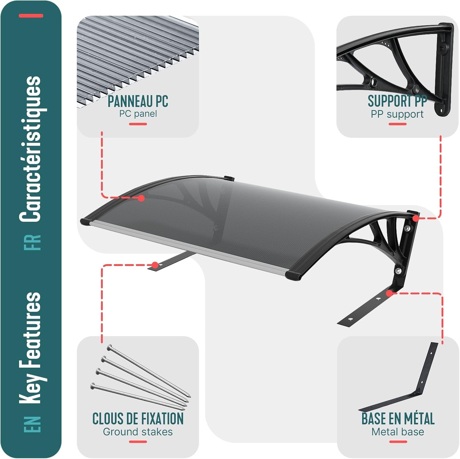 VOUNOT® Mähroboter Garage, Rasenmäher Rasenroboter Carport Überdachung Mit Metallfüßen, Wetterfest, Schutz Vor Laub, Uv-Schutz, 104×80×50 Cm, Grau