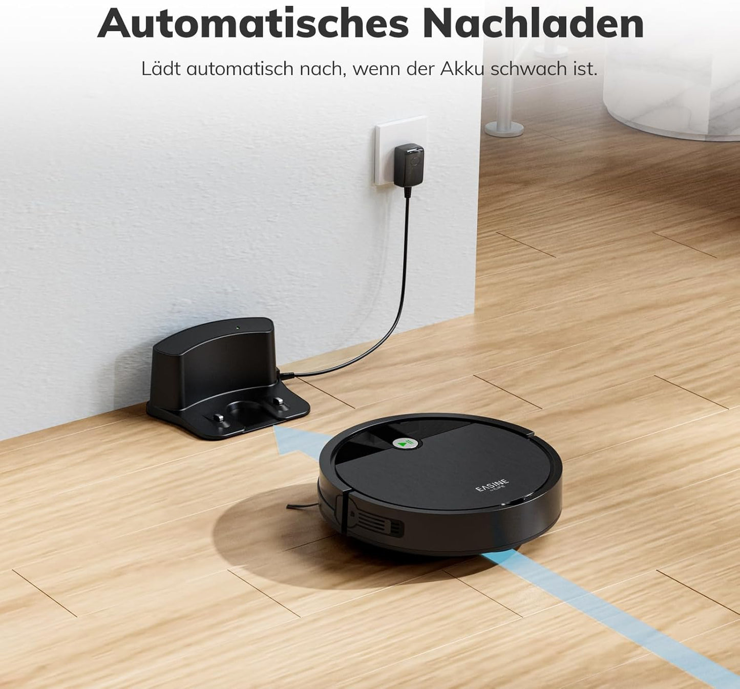 Saugroboter, Bürstenloses Design Staubsauger Roboter, Starkes Saugen, Selbstladend, Fernbedienung, Flach, Leise, Geeignet Für Tierhaare & Hartböden, E3