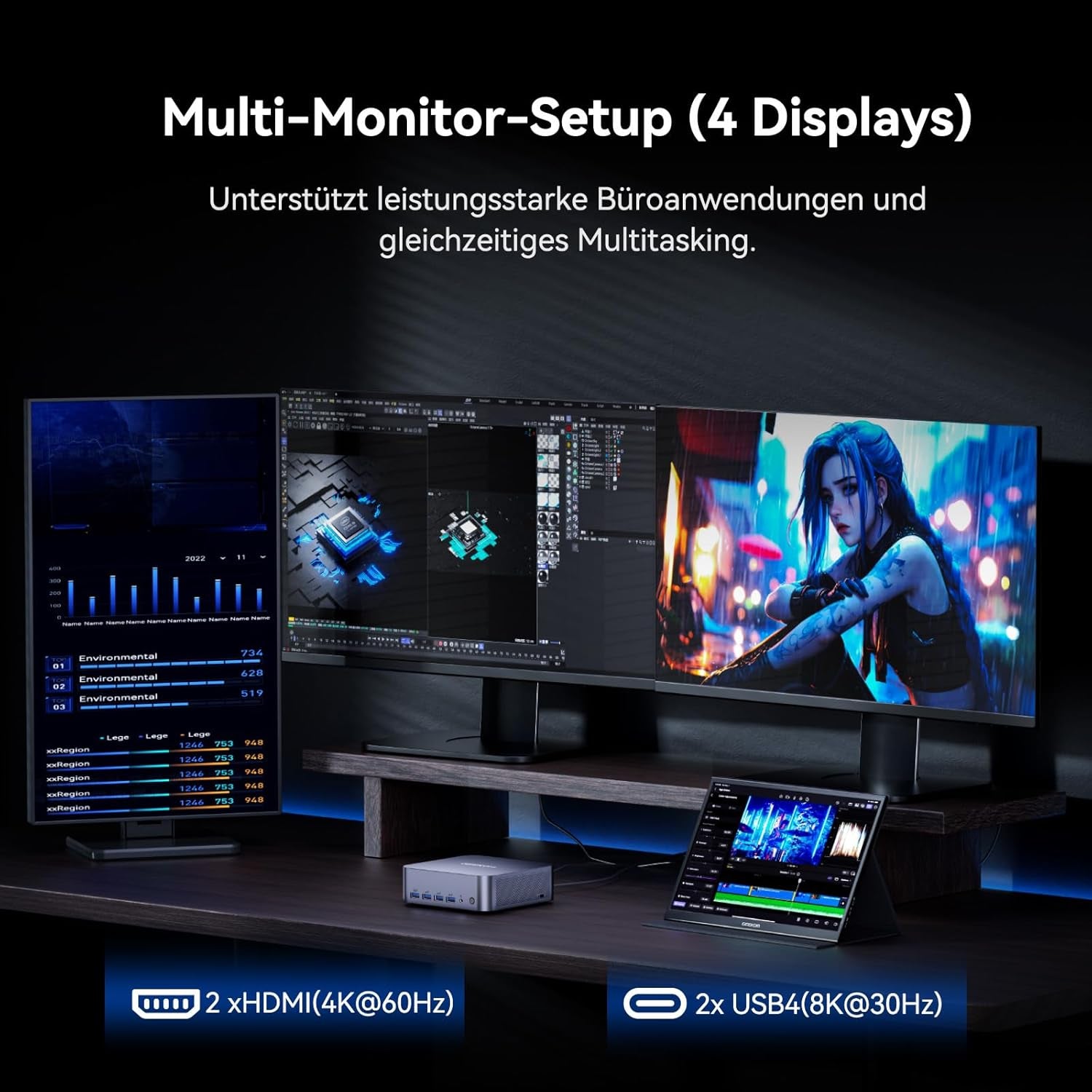 GEEKOM [Einziger Europäischer Hardware Preis Für Intel Mini PC GT13 Max Mit Intel Core Ultra 9-185H(14Th) Mini Desktop Computer|Echtzeit-Ar|1Tb SSD+16GB Ddr5|6×Usb|Windows 11 Pro|4×8K Ausgänge