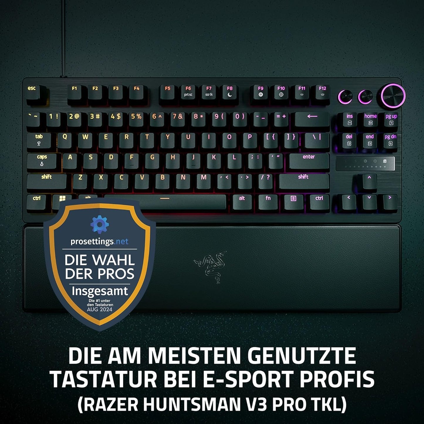 Razer Huntsman V3 Pro Tenkeyless - Analoge Optische TKL E-Sport PC Gaming-Tastatur Ohne Ziffernblock - Snap Tap - Rapid Trigger - Digitaler Drehregler & Steuerungstaste - QWERTZ De-Layout | Schwarz