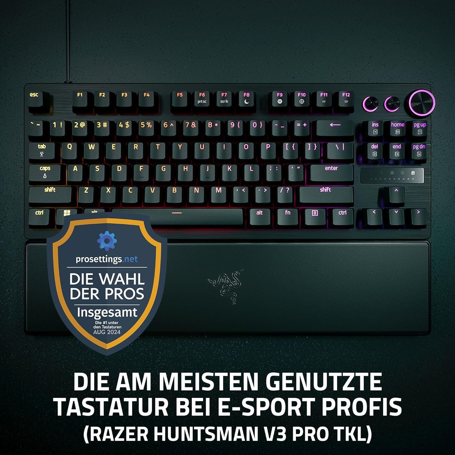 Razer Huntsman V3 Pro Tenkeyless - Analoge Optische TKL E-Sport PC Gaming-Tastatur Ohne Ziffernblock - Snap Tap - Rapid Trigger - Digitaler Drehregler & Steuerungstaste - QWERTZ De-Layout | Schwarz