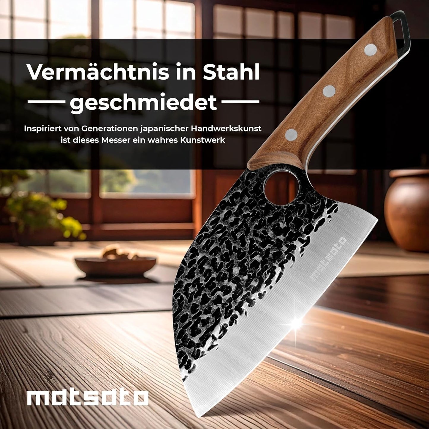 Matsato Messerset 3-Teilig | Scharfes Küchenmesser Set, Vielseitige Messer Für Fleisch, Fisch & Gemüse, Ergonomischer Griff, Ideal Für BBQ