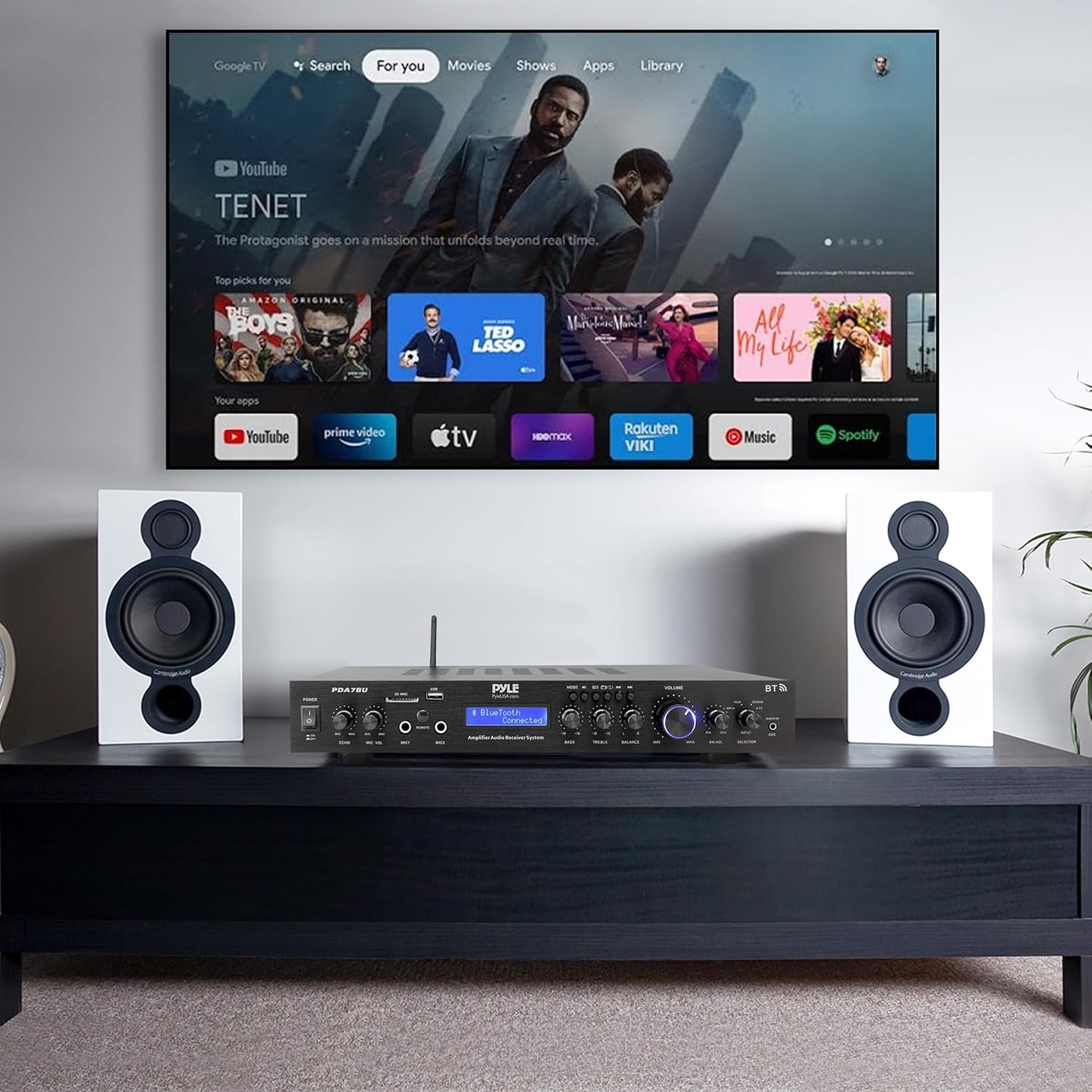 Pyle 200W Hifi Stereo Verstärker – 5-Kanal Receiver Mit Radio & Bluetooth, MP3 USB/SD/AUX, Heimkino Surround Verstärker