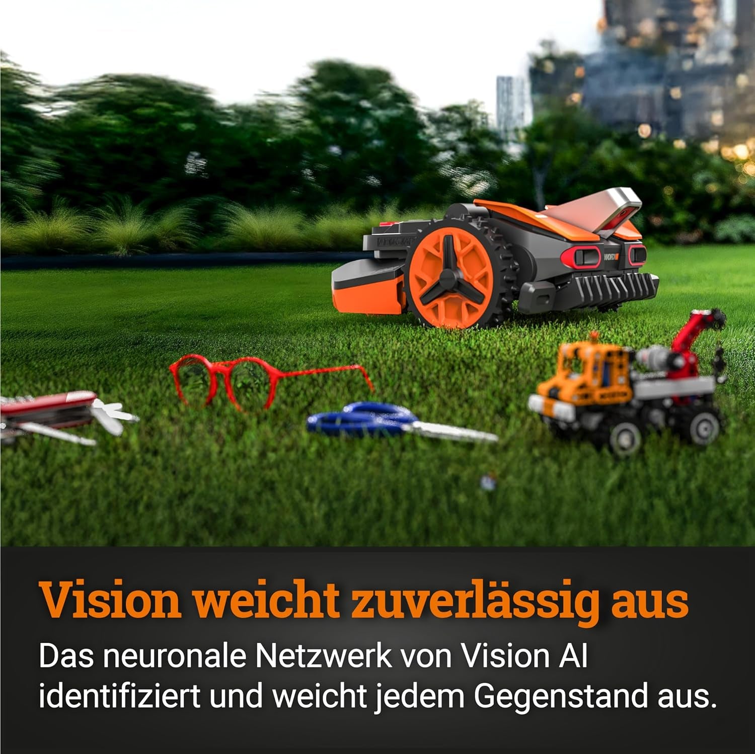 WORX Landroid Vision M800 WR208E.1 - Mähroboter Ohne Begrenzungskabel Für Gärten Bis 800M², AI Rasenmäher Roboter (WLAN & Bluetooth, Aktive Hindernisvermeidung Mit Ki-Technologie, Igelschutz)