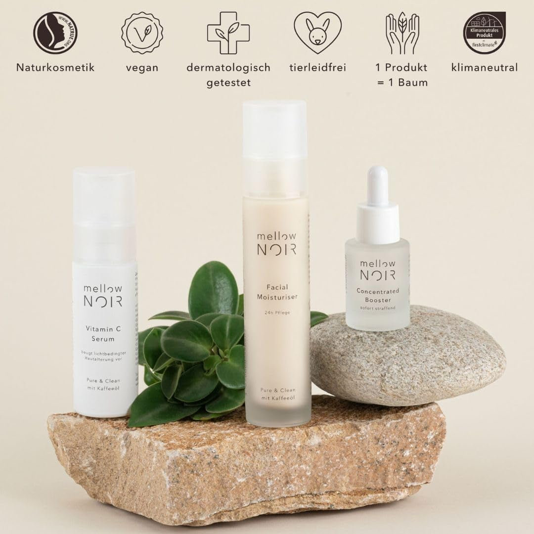 Mellow NOIR Vitamin C Serum 30Ml | Beugt Lichtbedingter Hautalterung Vor | anti Aging Gesichtsserum Mit Vitamin C | Vegane, Zertifizierte Naturkosmetik Zur Gesichtspflege