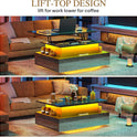 YITAHOME Couchtisch Höhenverstellbar, Wohnzimmertisch Hochglanz Mit Hebeplatte,Couch Tisch Wohnzimmer Mit 16-Farbiger LED Modern and 2 Schubladen