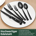 36 Teiliges Edelstahl Besteckset Mit Steakmesser Schwarz, Besteck Set 6 Personen, Elegantes Essbesteck Set Mit Messer Gabel Löffel, Tafelbesteck Für Haus/Party/Restaurant, Spülmaschinenfest