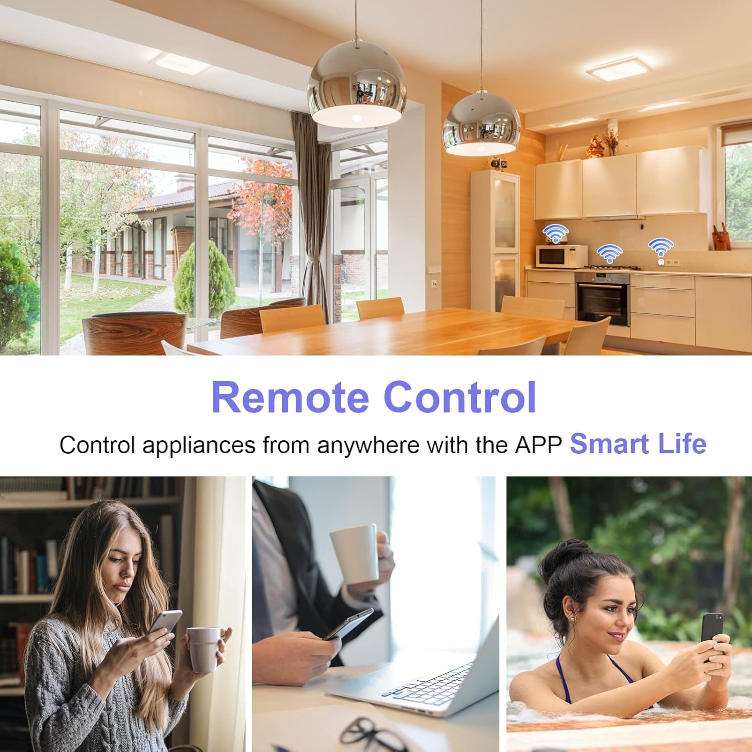 ANTELA WLAN Smart Steckdose 16A Stromverbrauch Messen Kompatibel Mit Alexa/Google Home, Kinderschutz, Smart Life APP, 2,4Ghz, 3680W, 4Pcs