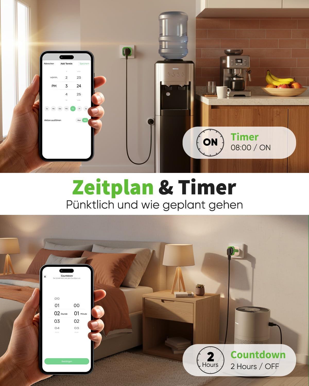 Greensun WLAN Steckdose Mit Strommessung Smart Life APP - Stromzähler Für Steckdose Stromverbrauch Energiekostenmesser Zeitschaltuhr Sprachsteuerung Mit Alexa &Google 4PC