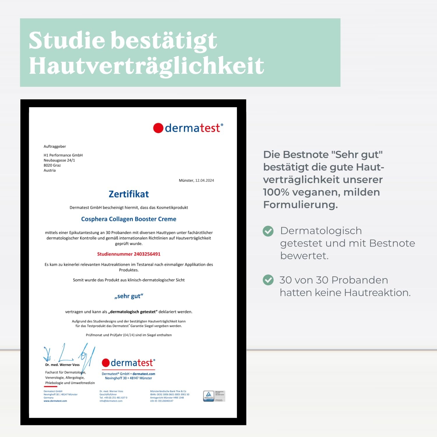 Cosphera Collagen Booster Creme 50 Ml Vegan - Mit Hyaluronsäure, Peptiden & Vitamin B3 - Gesichtscreme Gegen Falten - anti Faltencreme Gegen Tränensäcke, Augenringe Und Stirnfalten