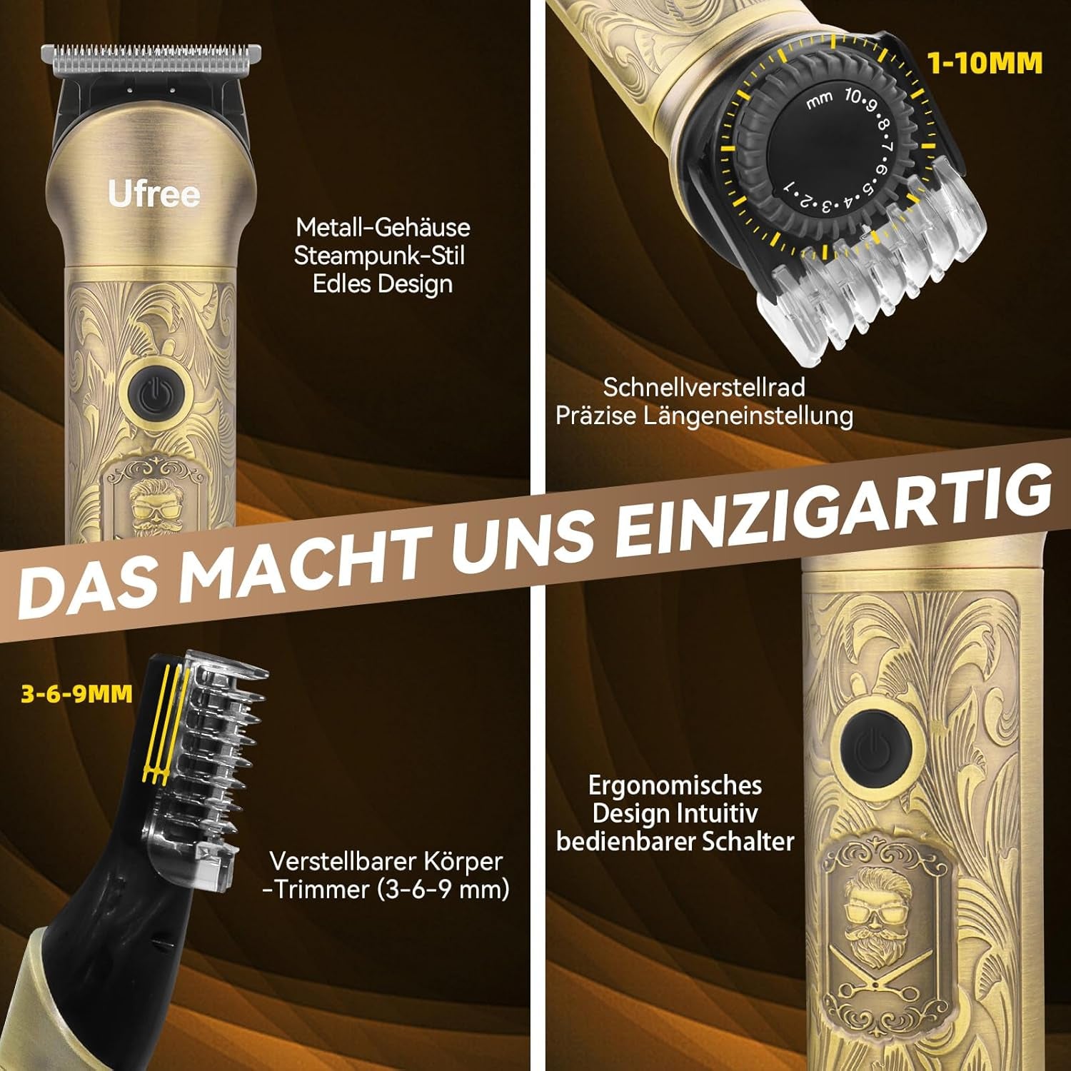 Haarschneidemaschine Profi Barttrimmer Haartrimmer Herren, 7 in 1 Bartschneider Haarschneider Rasierer Herren Elektrisch, Langhaarschneider Trimmer, Geburtstagsgeschenk Für Männer