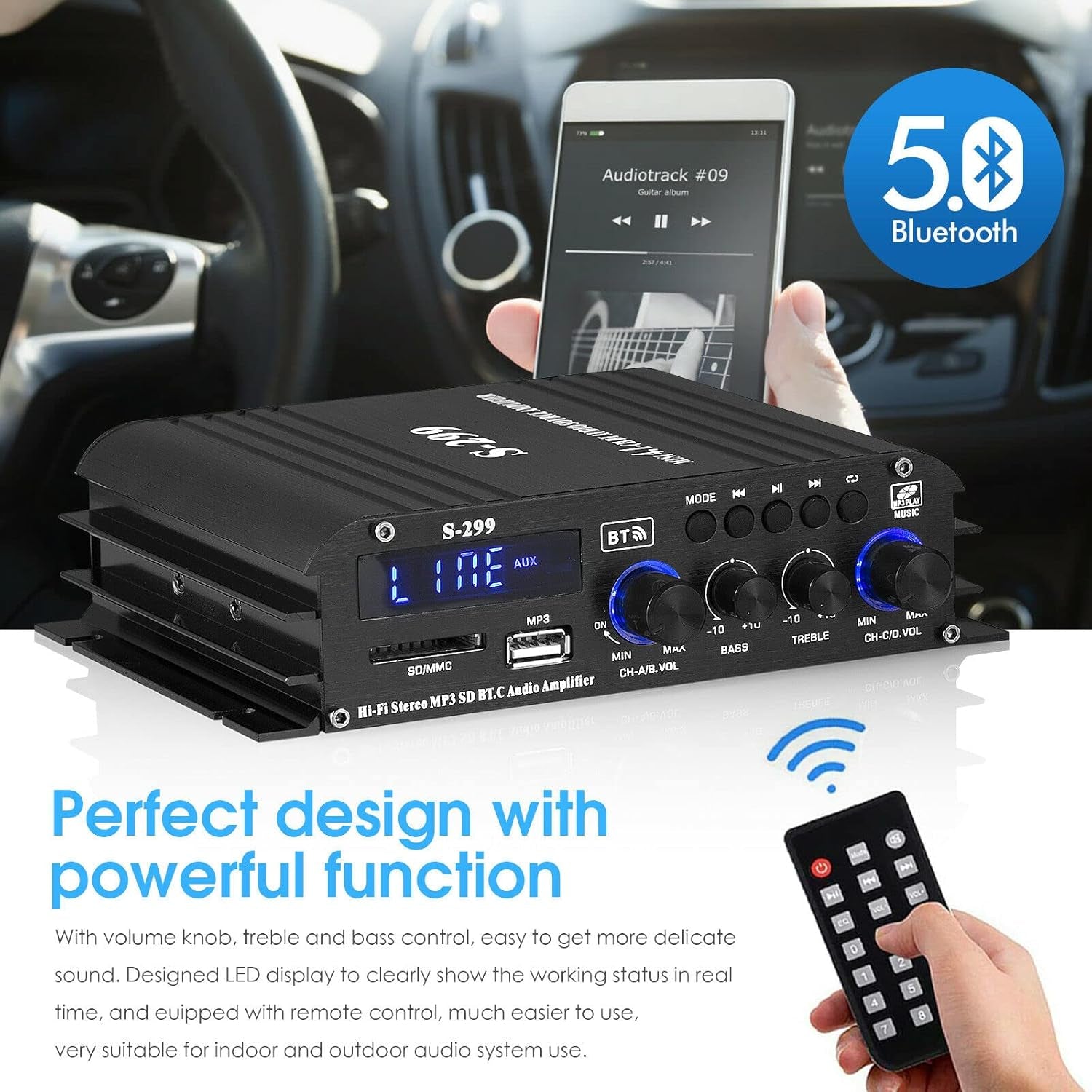 Hifi 4.0-Kanal Verstärker Bluetooth Digital Leistungsverstärker Für Heim/Auto Bass Audioverstärker Amplifier