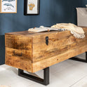 Invicta INTERIOR Industrial Truhenbank Factory LOFT 115Cm Mangoholz Natur Sitzbank Mit Stauraum Holzbank Truhe