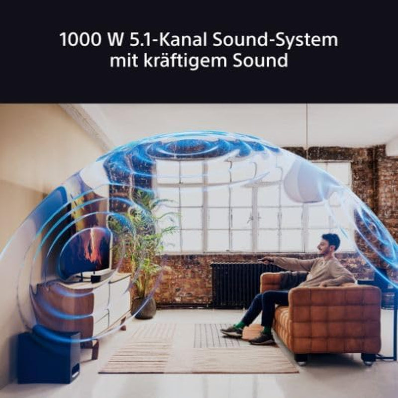 Sony BRAVIA Theatre System 6 (5.1-Kanal-Surround Sound, 1000 W, Inkl. Rücklautsprecher & Subwoofer, Dolby Atmos, DTS:X, AI Voice Zoom 3 Mit BRAVIA TV, DSEE, Multi-Stereo-Party-Modus) Schwarz